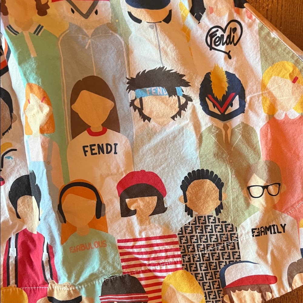 Fendi Girls Multicolor Printed Cotton Dress with White Peter Pan Collar - Picture 5 of 5